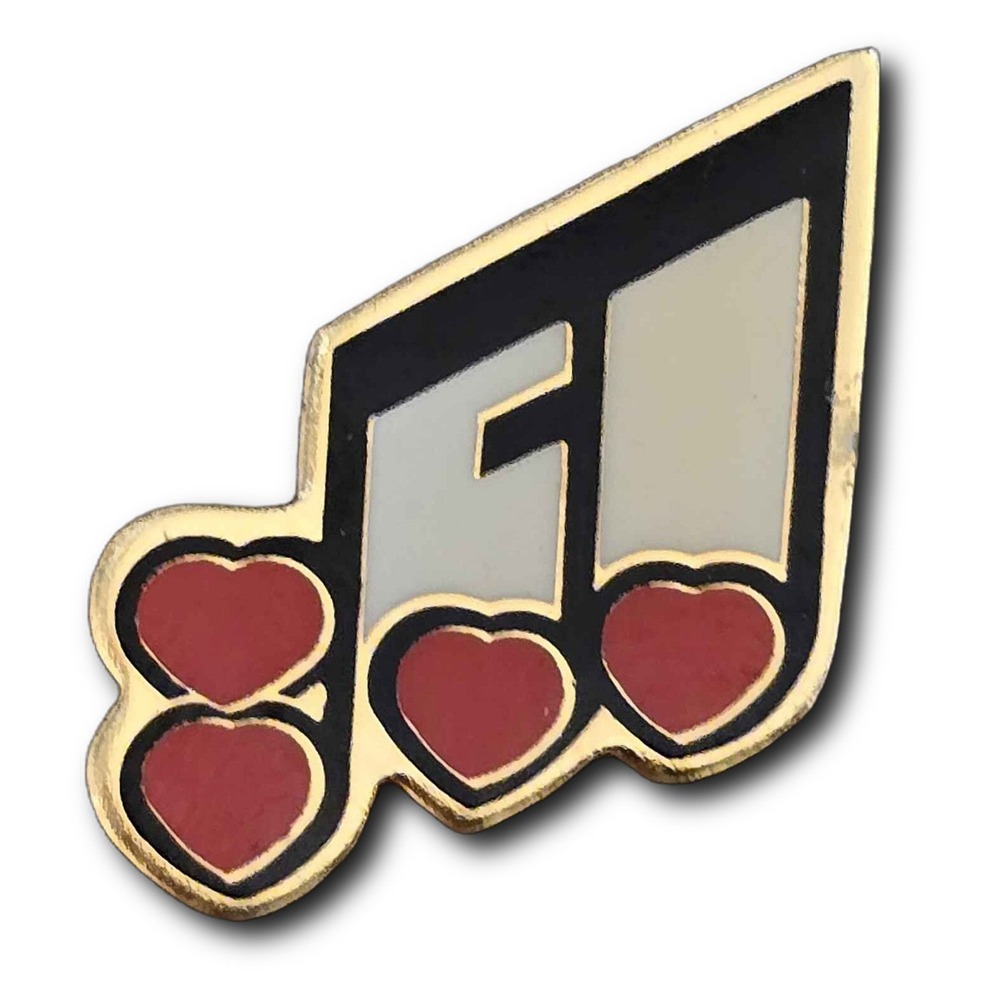 Musical Note Hearts Gold Tone Lapel Vest Hat Pin K19
